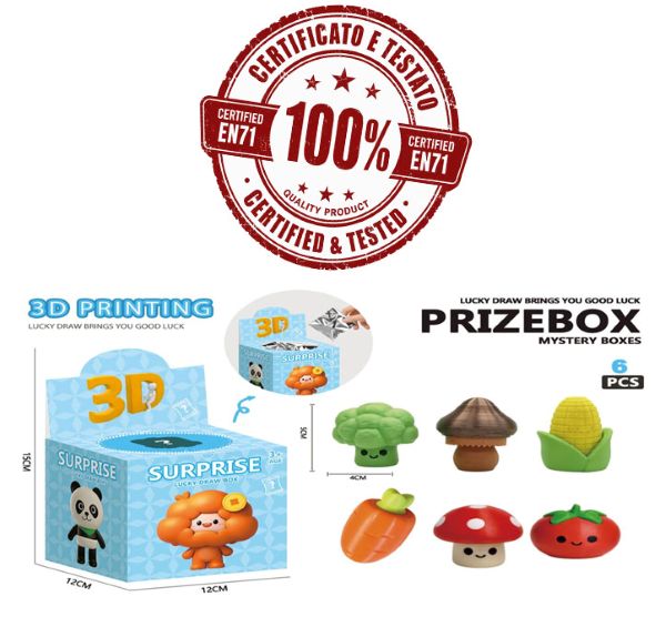 3D PRINTED LUCKY BOX (Vegetables) – Magic Click – Personaggini in PLA 5cm In Blind Box (15x12x12cm) In espo da 6pz 6ass…x6…x336